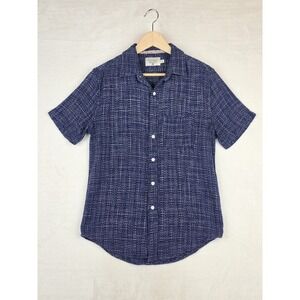 The Normal Brand Mens Small Shirt‎ Indigo Dyed 100% Cotton Short Sleeve Button